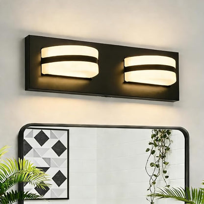 LED Bathroom Vanity Light, 360°Rotatable, 3CCT 2 Light, Black Modern Matte Bathroom Lighting Fixtures, Over Mirror Vanity Lights for Bedroom, Living Room, ETL Certified