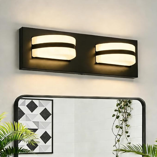 LED Bathroom Vanity Light, 360°Rotatable, 3CCT 2 Light, Black Modern Matte Bathroom Lighting Fixtures, Over Mirror Vanity Lights for Bedroom, Living Room, ETL Certified