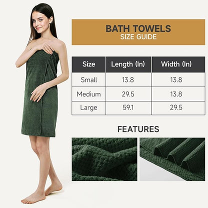REDKISS 6-Piece Bath Towel Set - 2 Washcloths, 2 Hand Towels, 2 Bath Towels | Ultra-Fiber Coral Fleece, Super Absorbent, No Lint & No Fading | Perfect for Bathroom, Spa, Gym | Family -Olive Green