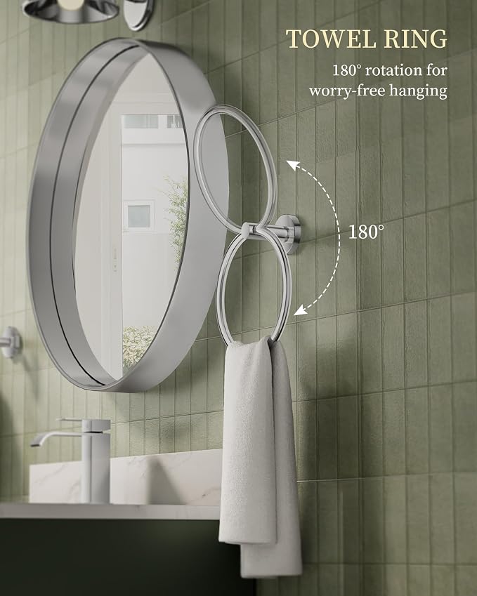 Chrome Bathroom Hardware Accessories Set 5 pcs Double Towel Holder Bar Set | 24 inches Stainless Steel Towel Bar, Towel Racks for Bathroom Robe Towel Hooks Toilet Paper Holder Wall Mounted by BATHLAVISH