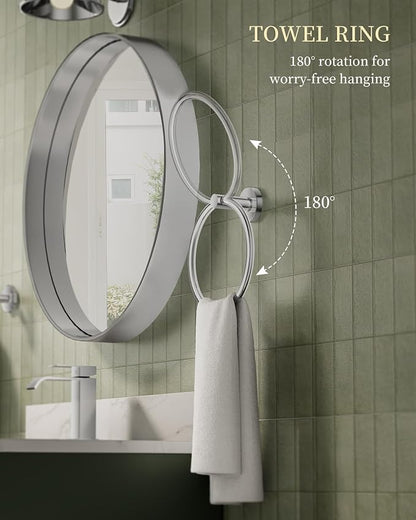 Chrome Bathroom Hardware Accessories Set 5 pcs Double Towel Holder Bar Set | 24 inches Stainless Steel Towel Bar, Towel Racks for Bathroom Robe Towel Hooks Toilet Paper Holder Wall Mounted by BATHLAVISH