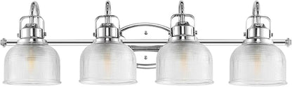 JONATHAN Y 30" Chrome Modern Bathroom Vanity Light, 4-Light LED Wall Sconce, Clear Glass Bell Shade for Mirror Hallway Kitchen, ETL Listed, LED Bulb Included (JYL7902A)