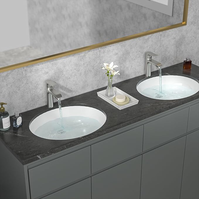 Sarlai Undermount Bathroom Sink - 19 x16 inch Oval Vessel Sink Under counter Lavatory Sink White Ceramic Vanity Sink with Overflow, Modern Art Basin, Interior Size 17-2/5" x 14-1/9"