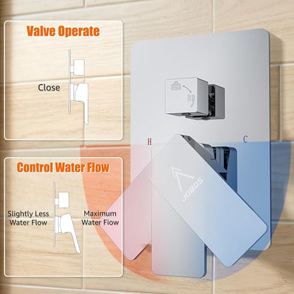 Shower System Modern Rain 8 inches Brass Faucet Set With Valve and Diverter Shower Mixer With Handheld High Pressure Square Rainfall Shower Valve (8'' Wall Mount, Chrome Polished)
