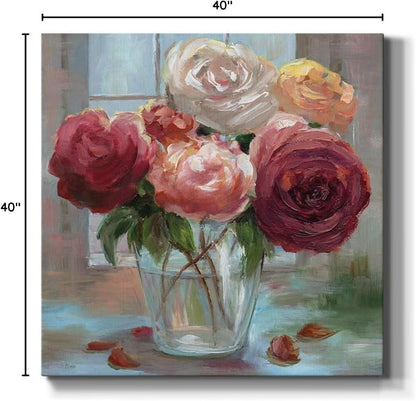 Renditions Gallery Rose Society Wall Art, Premium Gallery Wrapped Canvas Decor, Ready to Hang, 40 in H x 40 in W, Made in America Print