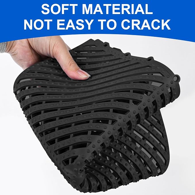 Modular Interlocking Cushion 12 Pack 11.8" x 11.8" Rubber Floor Tiles Non-Slip Splicing Drainage Mats for Deck, Pool, Shower, Patio, Balcony, Bathroom, Kitchen, Yard (1 Rows Dots, Black)