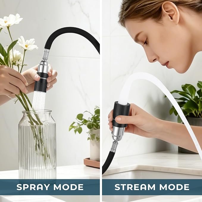FGKQ Black Bathroom Faucet 3 Hole with Pull Down Sprayer and Pop Up Drain | Stainless steel, RV Bathroom Sink Faucet, 8-Inch widespread vanity faucet, 2-Handle,360° Swivel,llaves para lavamanos de baño