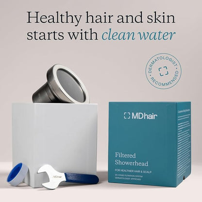 High Pressure 20-Stage Filtered Shower Head for Hard Water | Removes chlorine & heavy metals for healthier hair & skin; dermatologist-formulated water softener shower head filter