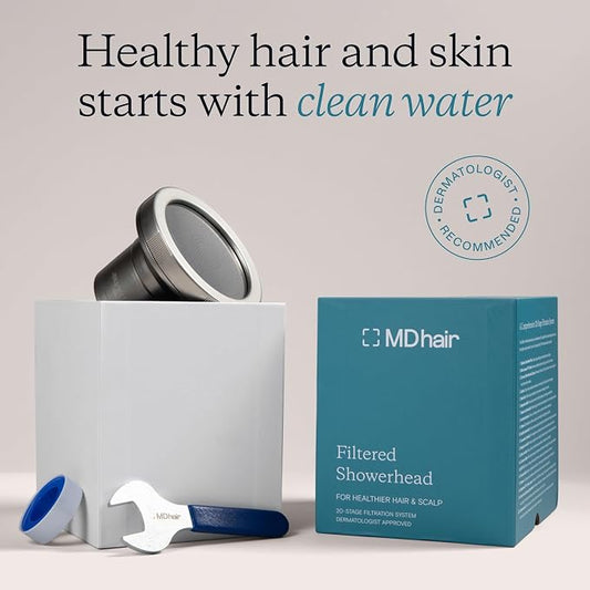 High Pressure 20-Stage Filtered Shower Head for Hard Water | Removes chlorine & heavy metals for healthier hair & skin; dermatologist-formulated water softener shower head filter