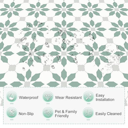 MORCART 40PCS 7.87" x 7.87" Peel and Stick Floor Tile, Aqua Blue | DIY Vinyl Flooring Self-Adhesive Removable and Waterproof Tile Sticker for Bathroom, Kitchen, Wall, Bedroom, Stairs
