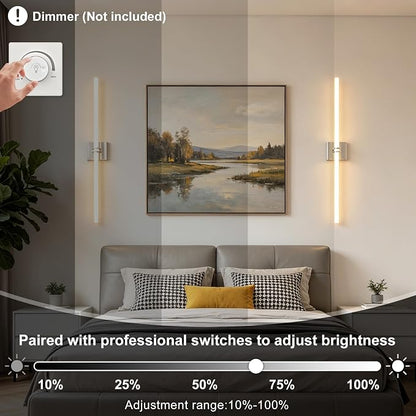 Bathroom Light Fixture LED Vanity Light 37.4" 5CCT Wall Sconce 35W | LED Dimmable Wall Light Nickel Modern 360° Lighting, Hardwired Vanity Light for Bathroom Mirror, Flicker-Free