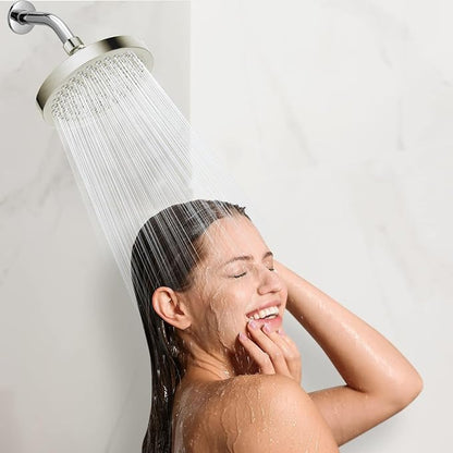 High Pressure Rain Shower Head, High Flow Pressure Boosting Adjustable Rainfall Showerhead, Awesome Shower Experience Even At Low Water Flow, Brushed Nickel
