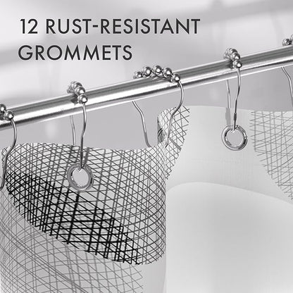 AmazerBath Grey Shower Curtain, Washable Cloth Gray Dots Shower Curtain Sets with 12 Metal Shower Curtain Hooks, Rustic Waterproof Farmhouse Fabric Shower Curtains for Bathroom Decor, 72x72 Inches