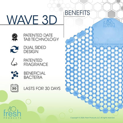 Fresh Products Wave 3D Urinal Screen Deodorizer, Cotton Blossom, 10 packs