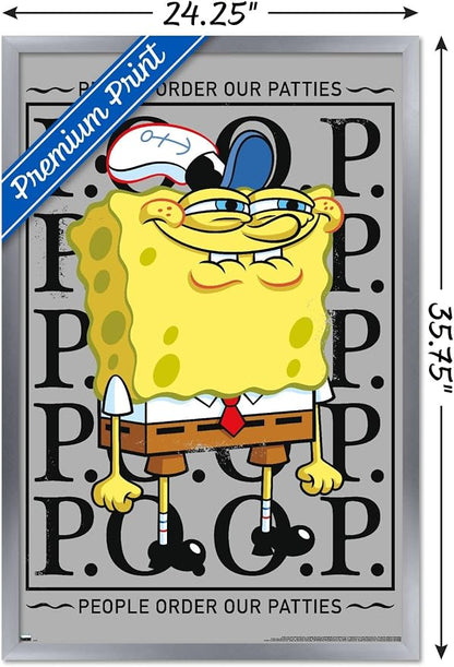 Trends International Nickelodeon Spongebob - P.O.O.P. Wall Poster, 34L x 22.4W, Silver Framed Version