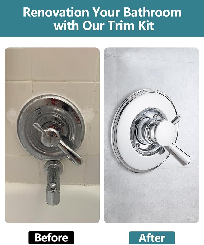 Shower Trim Kit Compatible with Delta 17& 1700 Series, Shower Cover Plate with Handle, Chrome(Valve& Catridge Not Inclued)