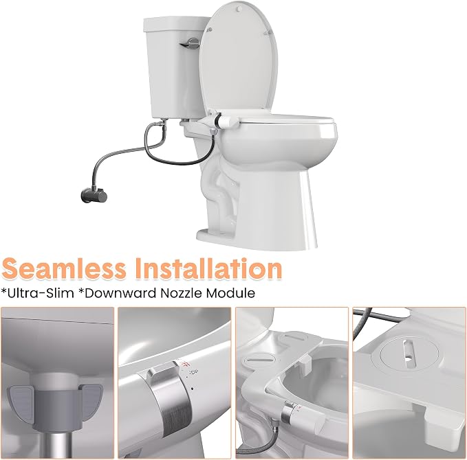 Bidet Attachment for Toilet Seat Water Pressure, Hygienic Bidets Attachment for Existing Toilets - Adjustable Fresh Water Pressure Dual Nozzle (Frontal & Rear Wash) Easy to Install,