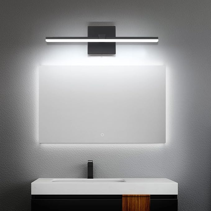 Black Bathroom Vanity Lights - 18 inch Modern LED Bathroom Light Fixtures Dimmable Vanity Light Acrylic Bath Room Lighting Fixture Over Mirror