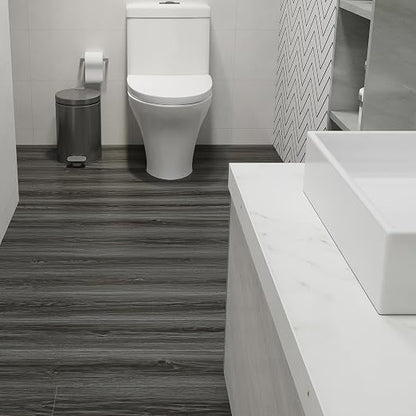 Woodgrain Vinyl Floor Roll, 11.8" x 590", Quick‑Apply Peel & Stick | Cover 49 Sq.ft, Soft wood‑look finish, Long rolls reduce seams, Work on many surfaces, Non‑slip texture, Waterproof, Easy cut