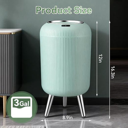 Procade Blue Bathroom Trash Can with Lid,Small Automatic Touchless Trashcan | 3 Gal Motion Sensor Trash can with Legs,Mini Auto Garbage Can,Smart Plastic Waste Basket for Bedroom,Kitchen,Dorm,rv,Office