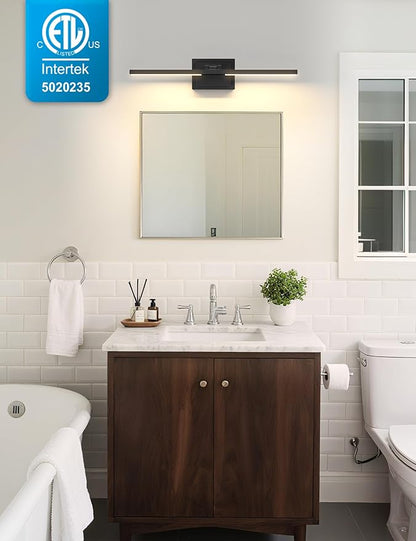 NIORSUN 24 Inch Modern Bathroom Light Fixture, 24W 5CCT Dimmable LED Black Bathroom Vanity Lights Over Mirror, Vanity Lights for Bathrooms Restroom Mirror- ETL Certified