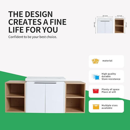 48 Inch Bathroom Vanity with Sink Combo, Wall-Mounted Bathroom Vanity with Soft Close Doors&2 Side Shelf,Modern Floating Bathroom Vanity with Top Basin & Storage Cabinet,White