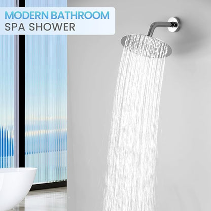8 Inch Rain Shower Head Chrome, Round Rainfall Shower Heads with 90 Anti-Clog Silicone Nozzles, All Metal Stainless Steel Ceiling Mount