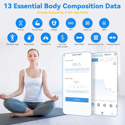 Vitafit FSA&HSA Smart Weight Scale, Accuracy 0.1lb by Our Professional Scale Factory Since 2001, Scale for Body Weight App Sync 13 Body Composition with BMI, Body Fat and Muscle, 400lb, LED, Blue