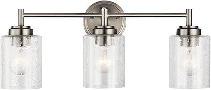 Kichler Winslow 21.5" Vanity Light in Brushed Nickel, 3-Light Transitional Bathroom Light with Clear Seeded Glass. (21.5" W x 9.25" H), 45886NI
