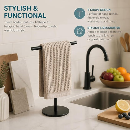 Songtec Hand Towel Holder Stand for Bathroom, Fingertip Towel Rack, Rust-Proof Accessories Jewelry Stand - Black