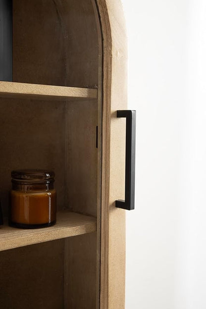 Kate and Laurel Arcott Modern Arch Wall Cabinet, 16 x 7 x 24, Natural Wood, Transitional Arched Cabinet for Use as Over-The-Toilet Storage or Living Room Storage Option
