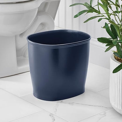 iDesign Slim Plastic Bathroom Trash Can, Navy Blue | Small, For Bedroom, Office, Desk, Dorm