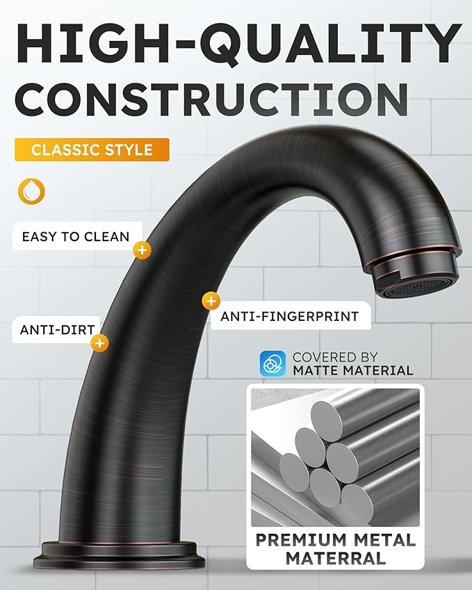 WOWOW Widespread Bathroom Faucet Oiled Rubbed Bronze Bathroom Sink Faucet 3 Hole Vanity Faucets 2 Handle Basin Faucet 8 Inch Mixer Tap with Pop Up Drain and Supply Hose