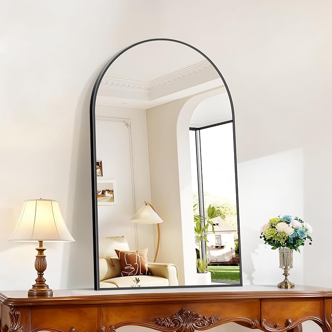 COFENY Arched Mirror, 24’’x40’’ Black Arch Mirror for Bathroom, Arched Bathroom Mirror with Frame, Modern Wall Mounted Mirror for Over Sink Mantle Bedroom Vanity Living Room Entryway