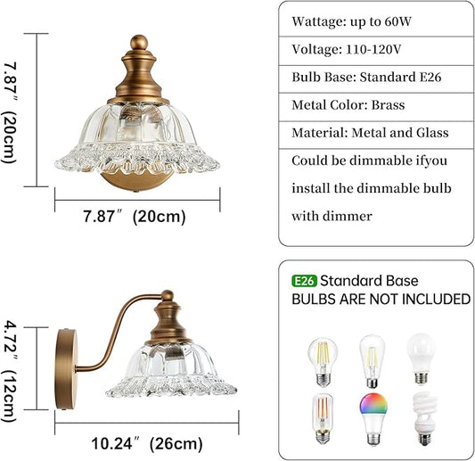 Vintage Wall Sconces Brass Wall Sconces 1 Light Wall Lights for Living Room