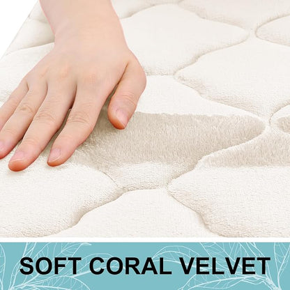OLANLY Memory Foam Bath Mat Rug 44x24, Ultra Soft and Absorbent Bathroom Rugs, Non-Slip, Comfortable, Machine Washable Bath Carpet for Bathroom Floor, Tub, Shower and Home Decor Accessories, Ivory