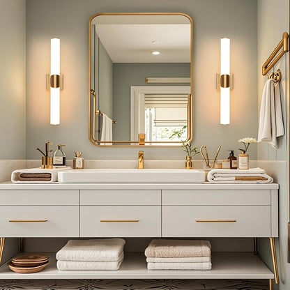 22" Gold Bathroom Vanity Lights, Wall Sconce with Acrylic Shade | Modern Wall Light for Bathroom Bedroom Living Room Hallway