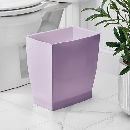 iDesign Small Plastic Bathroom Trash Can, Slim Rectangle Purple | For Bedroom, Office, Dorm, Garbage Bin