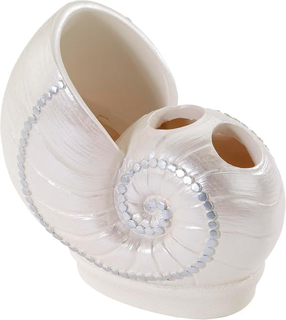 Avanti Linens - Toothbrush Holder, Seashell Inspired Bathroom Accessories, Guest Bathroom Essentials (Sequin Shell Collection)