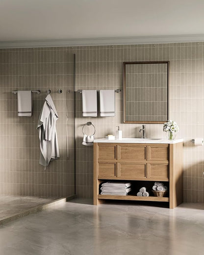 Brushed Nickel Bathroom Accessories Set SUS304 Stainless Steel 6 Pieces | Evolvegoods Bathroom Hardware Set, 16&26 Inch Bath Towel Bar Set, 2 Towel Hooks, Toilet Paper Holder, Towel Racks