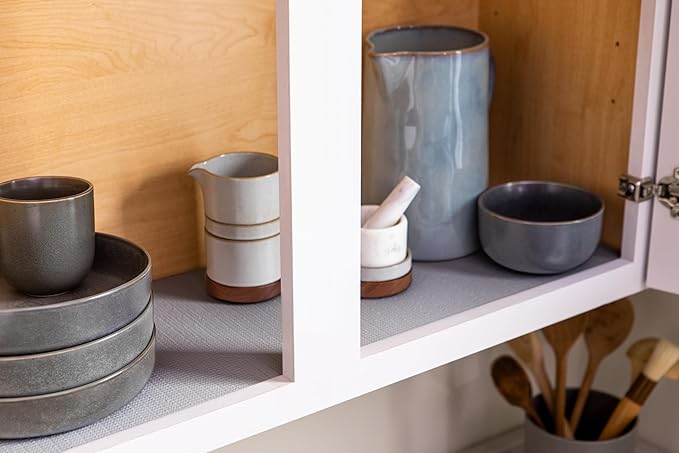 Duck Brand Smooth Top EasyLiner for Cabinets & Drawers - Easy to Install & Cut to Fit - Shelf Paper & Drawer Liner Non-Adhesive - Non Slip Shelf Liner - 20 Inch Width - 36 Total Feet - Grey