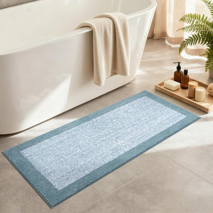 Bathroom Rugs 48x17 Non Slip Washable, Dusty Blue Bath Mat for Bathroom Floor Tub, Soft Absorbent Quick Dry Mats for Shower, Bathtub,Home Decor