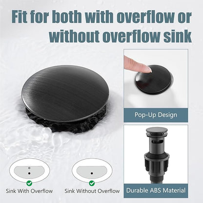 Aolemi 4 Inch Centerset Bathroom Sink Faucet Vintage 2 Cross Handle RV Mixer Tap Basin Vanity Lavatory Utility for Sink 3 Hole Include Hoses Pop Up Drain Faucet Handle with Label Oil Rubbed Bronze