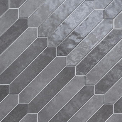 M S International Renzo Storm Glossy Ceramic Picket Wall Tile for Bathroom, Kitchen Backsplash, Accent, and Shower - Sample
