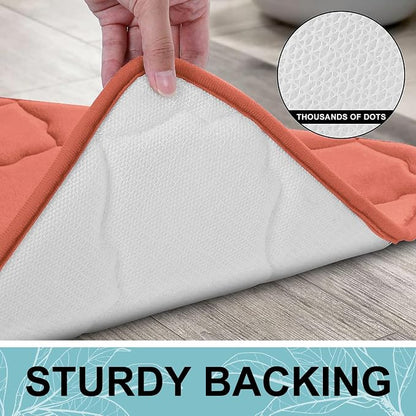 OLANLY Memory Foam Bath Mat Rug 24x16, Ultra Soft and Absorbent Bathroom Rugs, Non-Slip, Comfortable, Machine Washable Bath Carpet for Bathroom Floor, Tub, Shower and Home Decor Accessories, Coral
