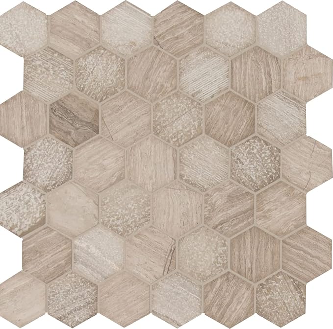 MSI Honeycomb Hexagon Natural Marble Tile for Kitchen Backsplash, Wall Tile for Bathroom, Floor Tile, Accent Wall Tile, and Shower Wall