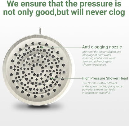 Filtered Shower Head, Shower Head with Filters for Healthy Hair & Skin | Filtered Shower Head for Hard Water,Removes Chlorine & Heavy Metals,6 Mode Settings,High Pressure,Easy Install,Water Softener