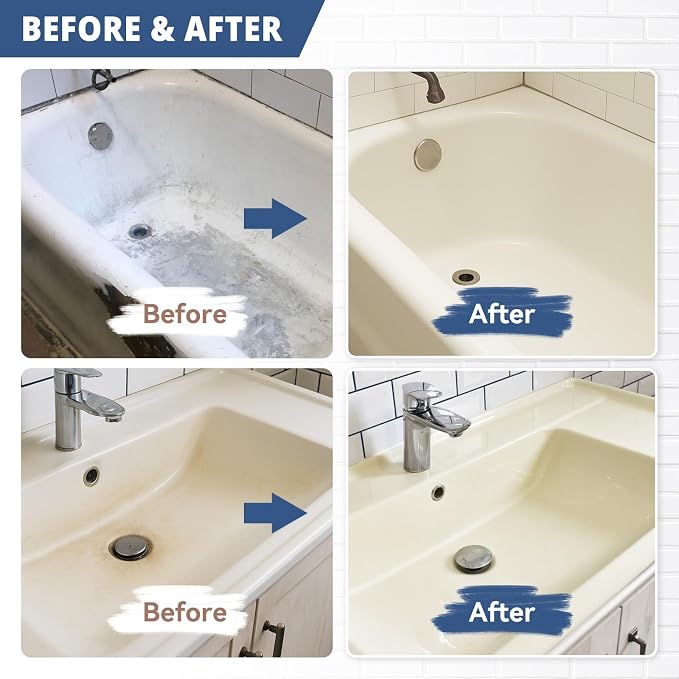 DWIL Tub Paint, Tub and Tile Refinishing Kit with Tools, White Bathtub Paint Water Based &Low Odor, Easy to Use for Sink Bathroom Shower, Vanilla White, 25-30sq.ft
