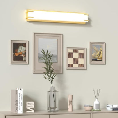 LED Bathroom Light Fixtures Over Mirror 24.4” Vanity Light with Milky White Lampshade 4000K Daylight Gold Bath Bar (Gold)