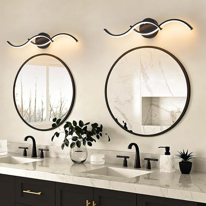 Black Curved Curved 5CCT Bathroom Vanity Light Fixture Over Mirror, 23.62 inch Modern LED Wall Lamp Dimmable Bathroom Light Fixture Modern Wall Sconces